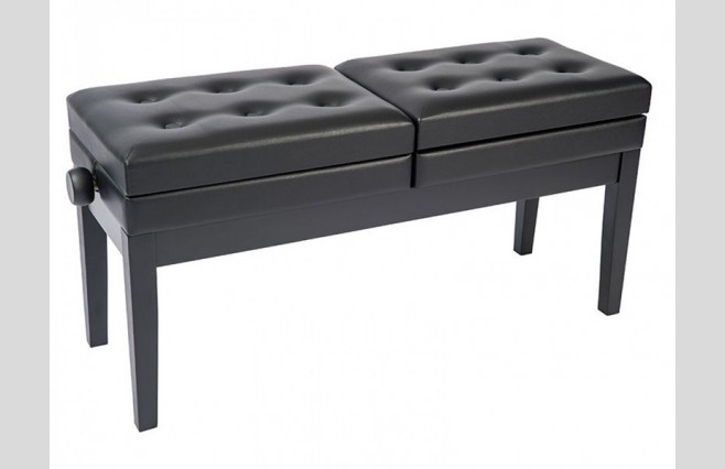 Kinsman KPB20BK Satin Black Deluxe Adjustable Height Double Piano Stool with Storage - Image 1